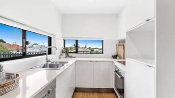 Fridge, oven, stovetop, dishwasher