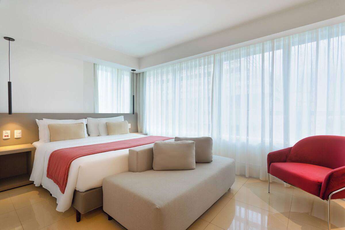 Minibar, blackout drapes, bed sheets