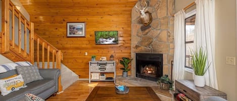 Smart TV, fireplace, video games, DVD player