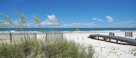 On the beach, beach umbrellas