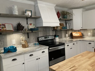 Newly remodeled modern farmhouse in a country setting. Quiet with views