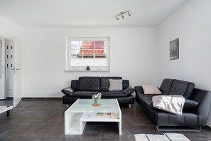 Télévision, cheminée, lecteur de DVD, chaîne hi-fi