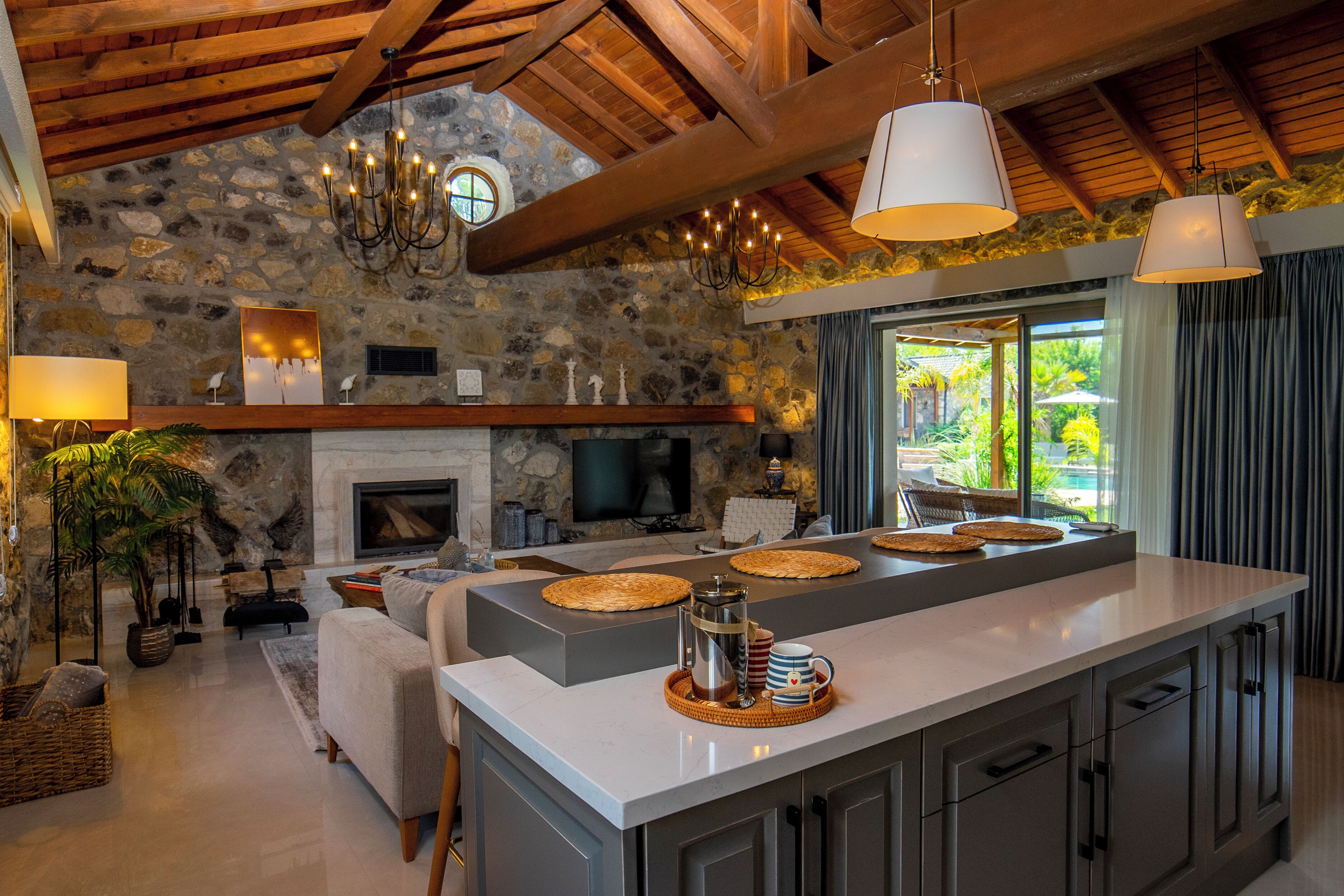 Villa Sunshine | Private kitchen | Full-sized fridge, oven, stovetop, dishwasher