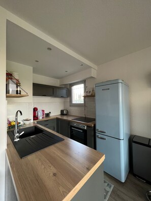 Fridge, oven, stovetop, dishwasher - 2-room apartment Antibes garden level (Antibes)