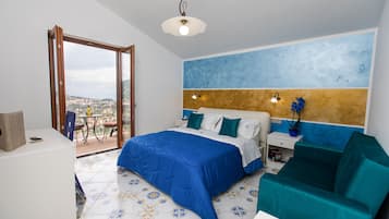 Quarto casal ou duplo panorâmico, sacada, vista para o mar | Roupas de cama premium, edredons de pluma