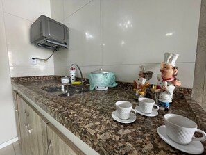 Microwave, stovetop, toaster, blender