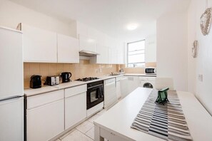 Microwave, dishwasher, coffee/tea maker, toaster