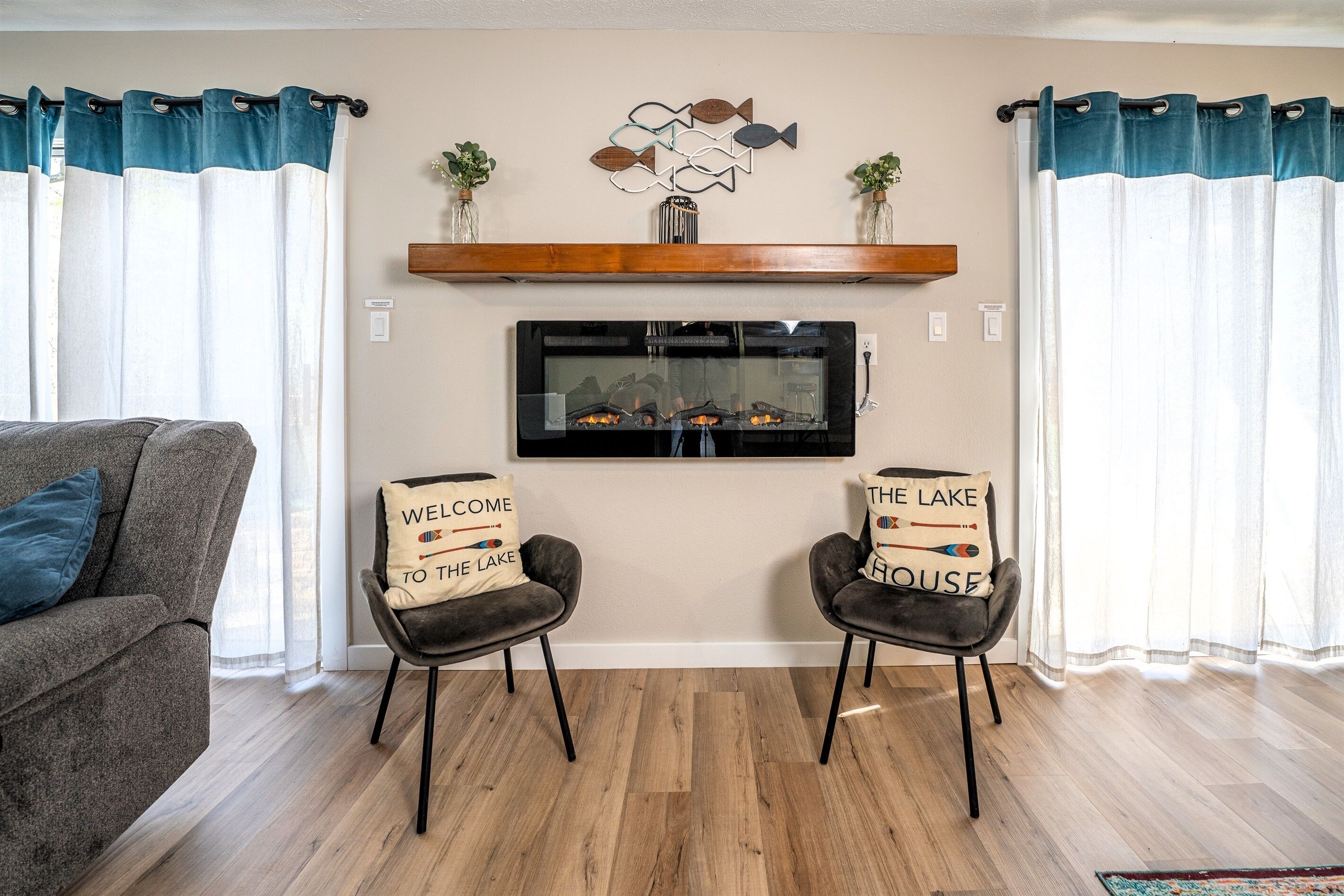 TV, fireplace, video games