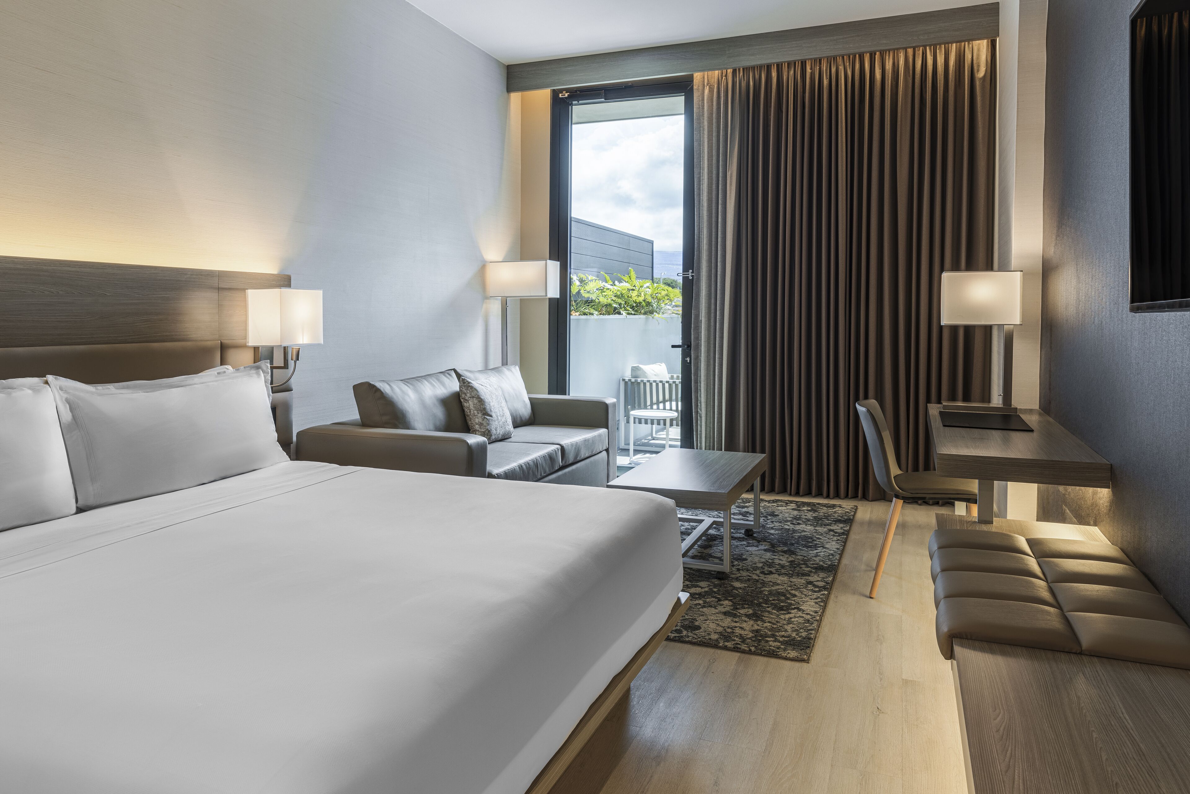 1 bedroom, desk, laptop workspace, blackout curtains