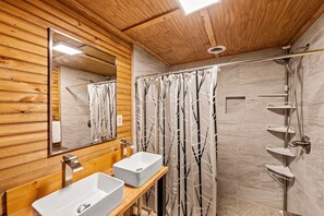 Ensemble douche/baignoire, baignoire à jets, bidet, serviettes fournies