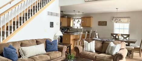 Smart TV, fireplace, video games, foosball