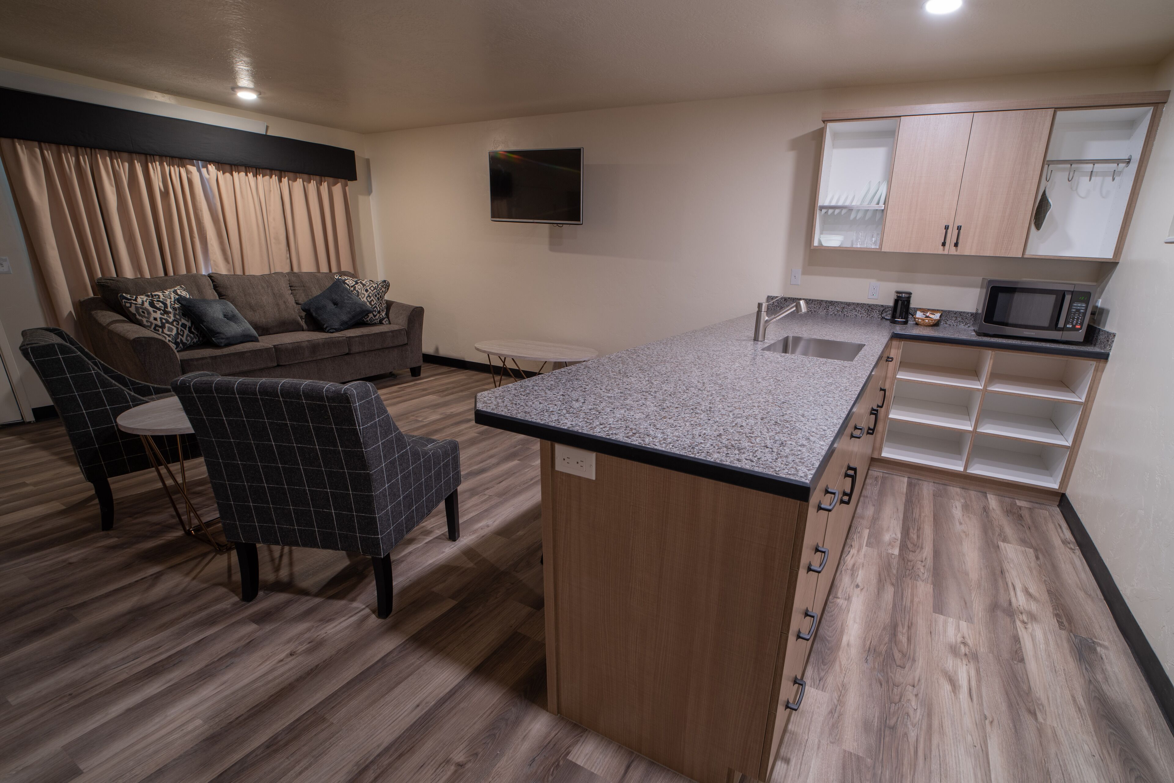 family studio suite, 1 king bed with sofa bed | private kitchen | coffee/tea maker