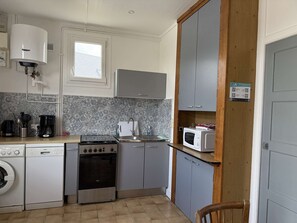 Fridge, microwave, oven, toaster