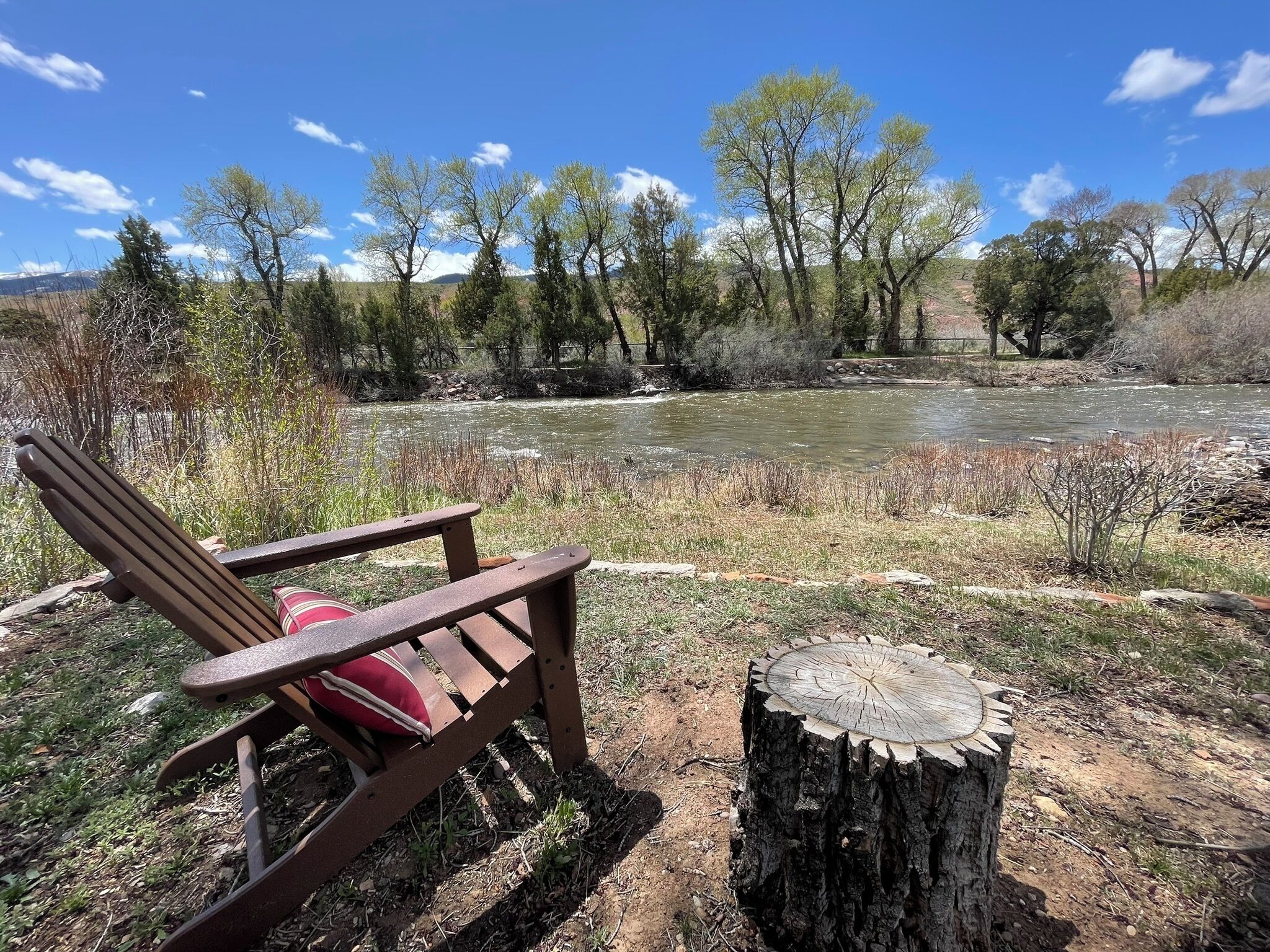 Relaxing sitting area by the river
