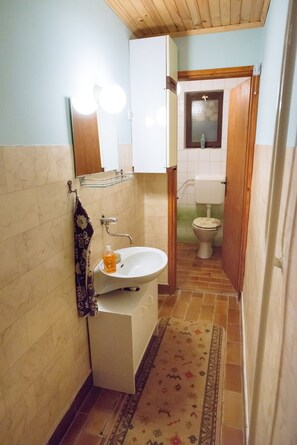 A bathroom with a sink, mirror, and toilet.