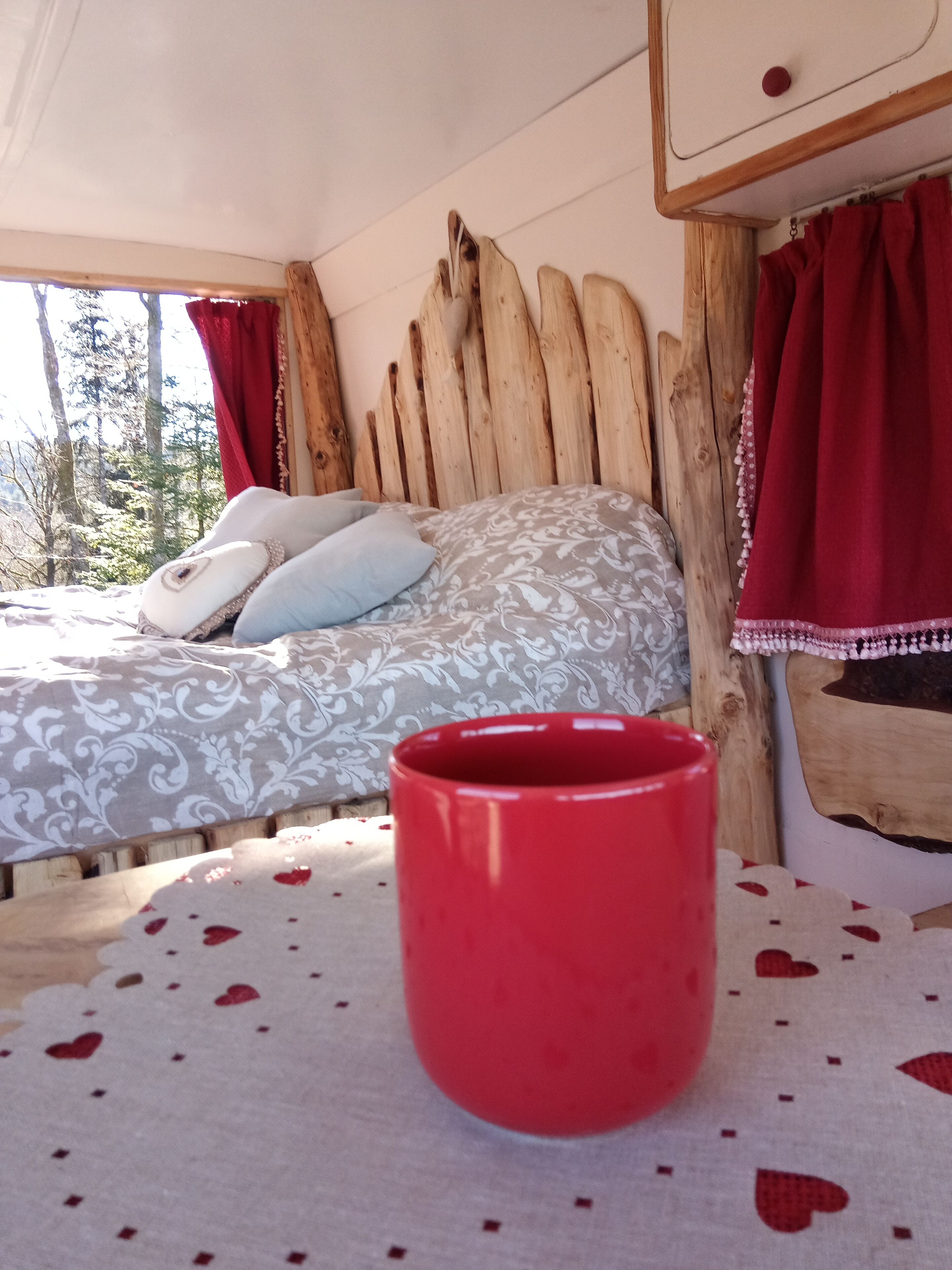 camping car, wood-fired spa in the woods of Millevaches