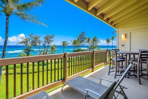 Outdoor dining - Kaha Lani Resort #325, Oceanfront, Steps to Beach, No Resort Fees! (Lihue)