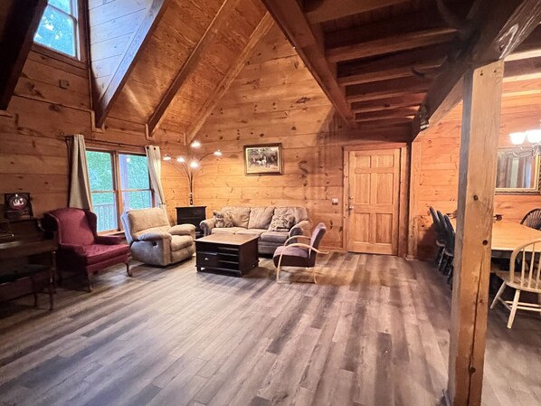 Smart TV, fireplace, DVD player, foosball