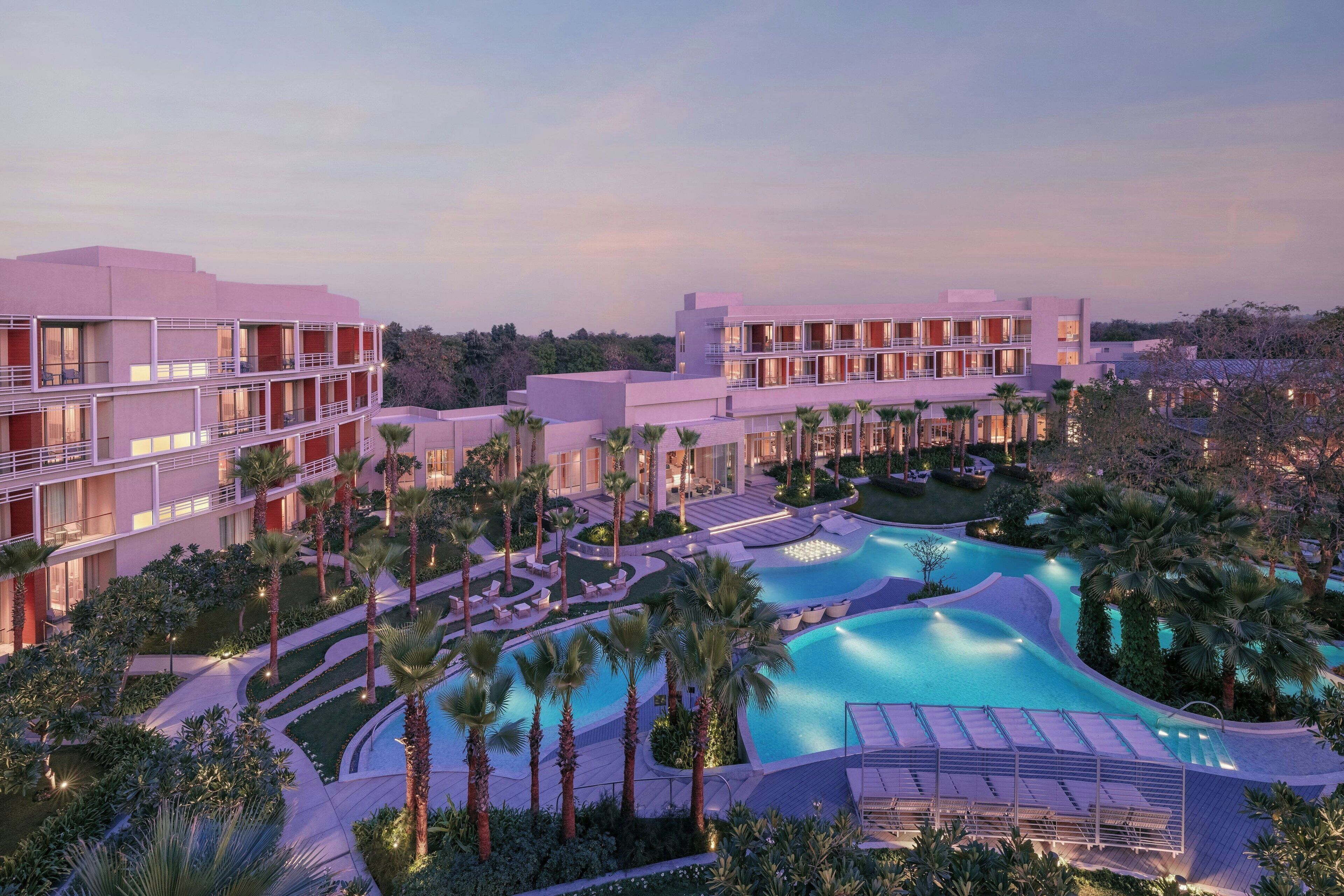 Outdoor pool, pool umbrellas