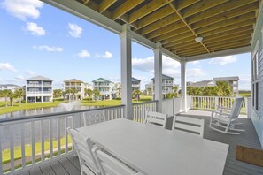 Outdoor dining - Seabatical! Home with private pool in Pointe West (Galveston)