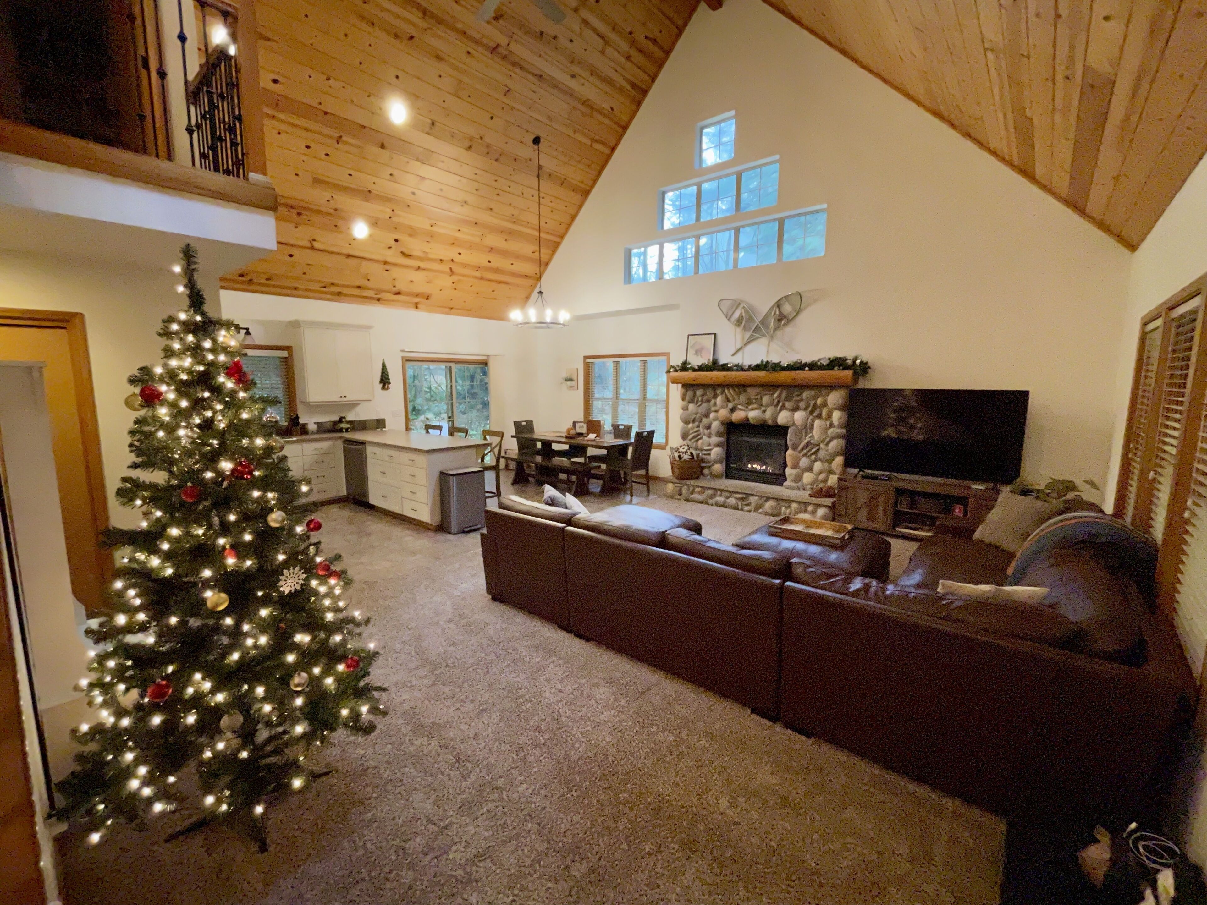 Smart TV, fireplace, DVD player, books
