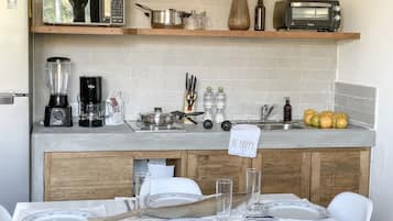 Apartment (Two Bedroom Without Balcony) | Private kitchen | Full-size fridge, microwave, blender, griddle