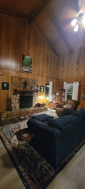 Smart TV, fireplace, DVD player, ping pong