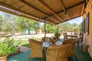 Outdoor dining - CAS CONILL - Charming country house with private pool in the south of the island. Free wif (Llucmajor)