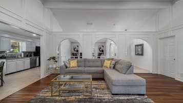 Smart TV, fireplace, foosball, table tennis