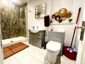 Dusche, Haartrockner, Handtücher