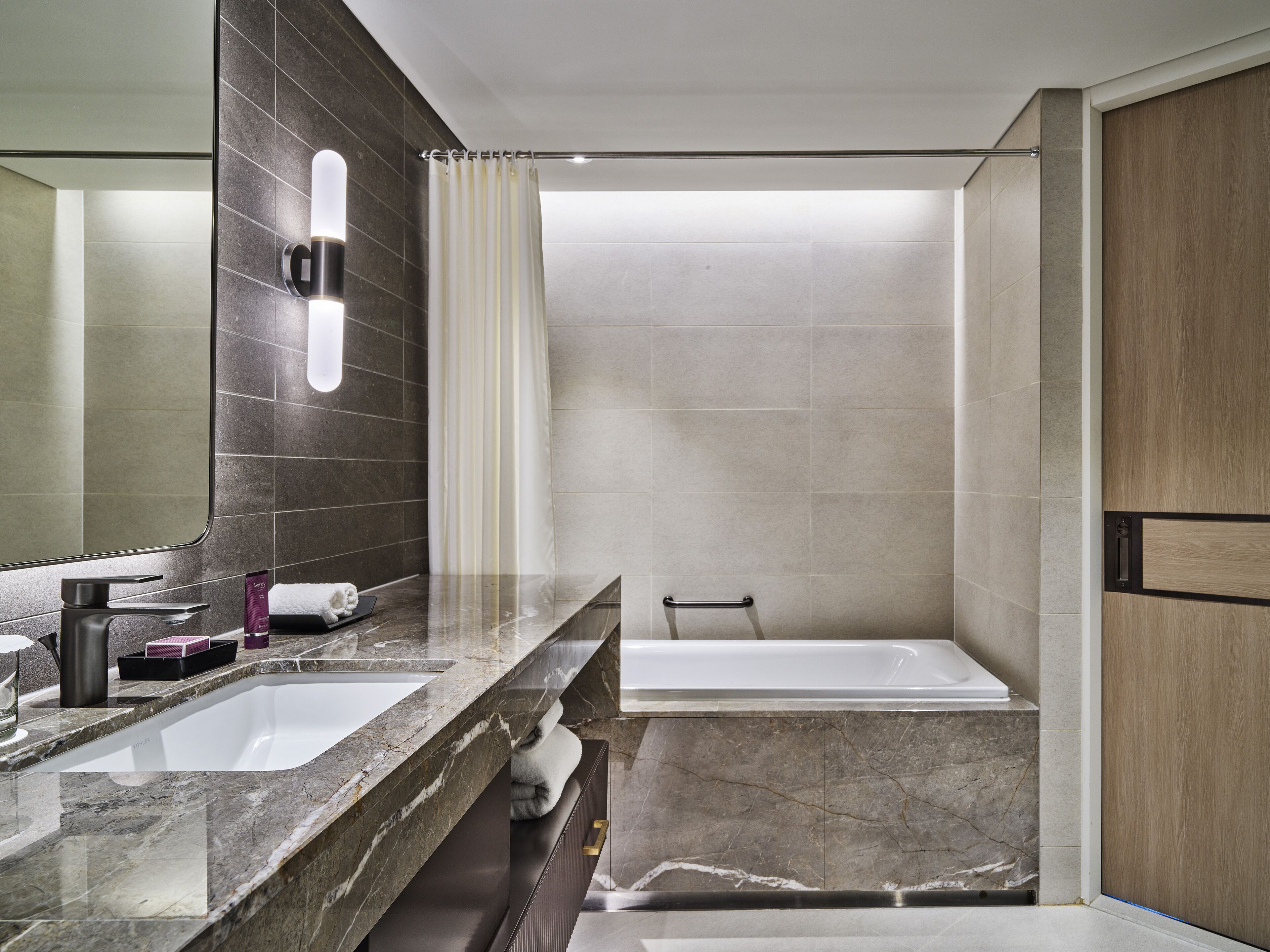 hair dryer, bathrobes, slippers, bidet