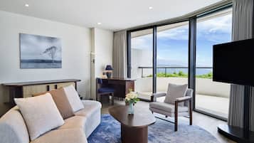 55-inch flat-screen TV with cable channels, TV, pay films