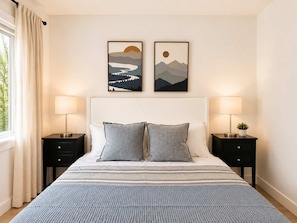 2 bedrooms, iron/ironing board, travel crib, WiFi