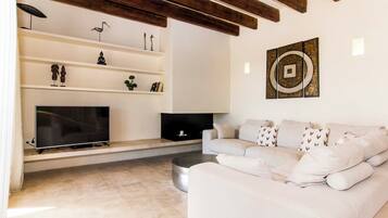 TV, peis, DVD-spiller og stereoanlegg