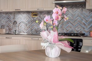 Fridge, oven, stovetop, dishwasher - Holiday Apartment 'La Finestra sul Mare' with Sea View & Terrace (Budoni)