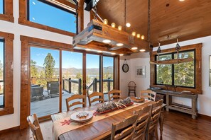 Dining - LUXURY 5 Bedroom w/ 2 Master Suites! Multiple Levels of Sprawling Decks w/ Beautiful Lake Views! Game Room + Theater Room + HOT TUB! Gourmet Kitchen & Bar! Pet Friendly🐾! Walking Distance to Big Bear Village - Restaurants - Shopping & Entertainment! (Big Bear Lake)