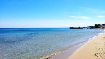 Plage, chaises longues