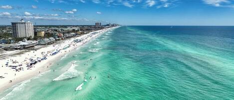 Beach nearby, sun-loungers