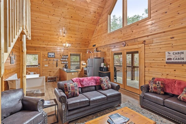 Smart TV, fireplace, foosball