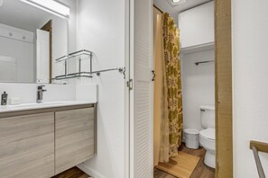 Eco-friendly toiletries, hair dryer, towels