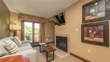TV, fireplace, video games, DVD player