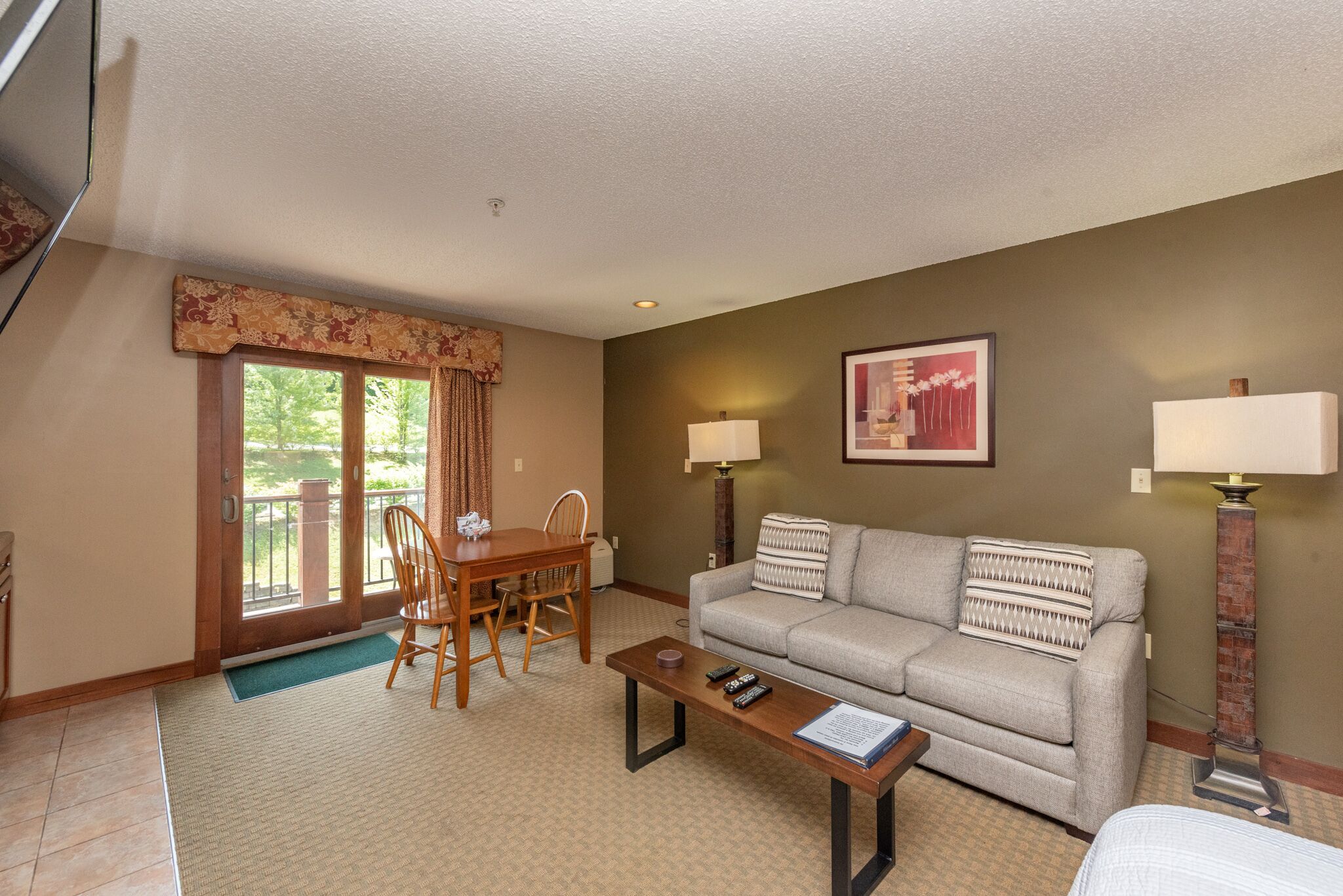 Televisión, chimenea, videojuegos y reproductor de DVD 