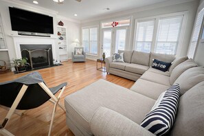 Duplex, 5 Bedrooms | Living room - The Perfect Kure by Sea Scape Properties (Kure Beach)