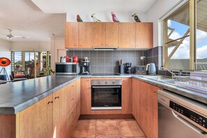 Fridge, microwave, oven, dishwasher