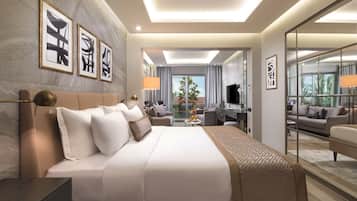 Hammam Suite | Seprai premium, minibar, brankas, dan meja kerja