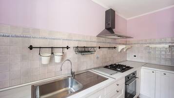 Fridge, oven, stovetop, electric kettle