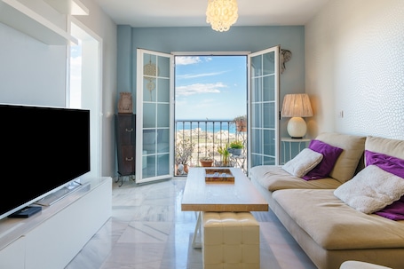 TV, stereo. Stunning, comfortable apartment with sea views, large private terrace & wifi