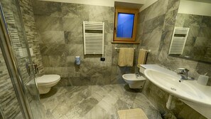 Shower, hair dryer, towels - Flat Salient - Baita Cusini with mountain view, spa area and Wi-Fi (Livigno)