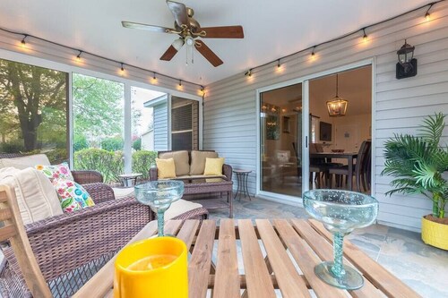 Across pool, golf cart, modernized, private