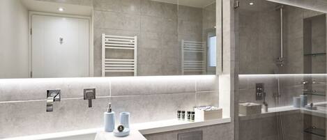 Hair dryer, towels